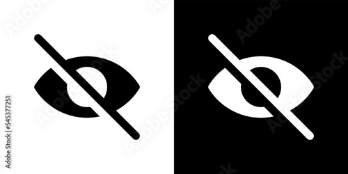 Sensitive content, crossed out eye icon vector. Social media elements