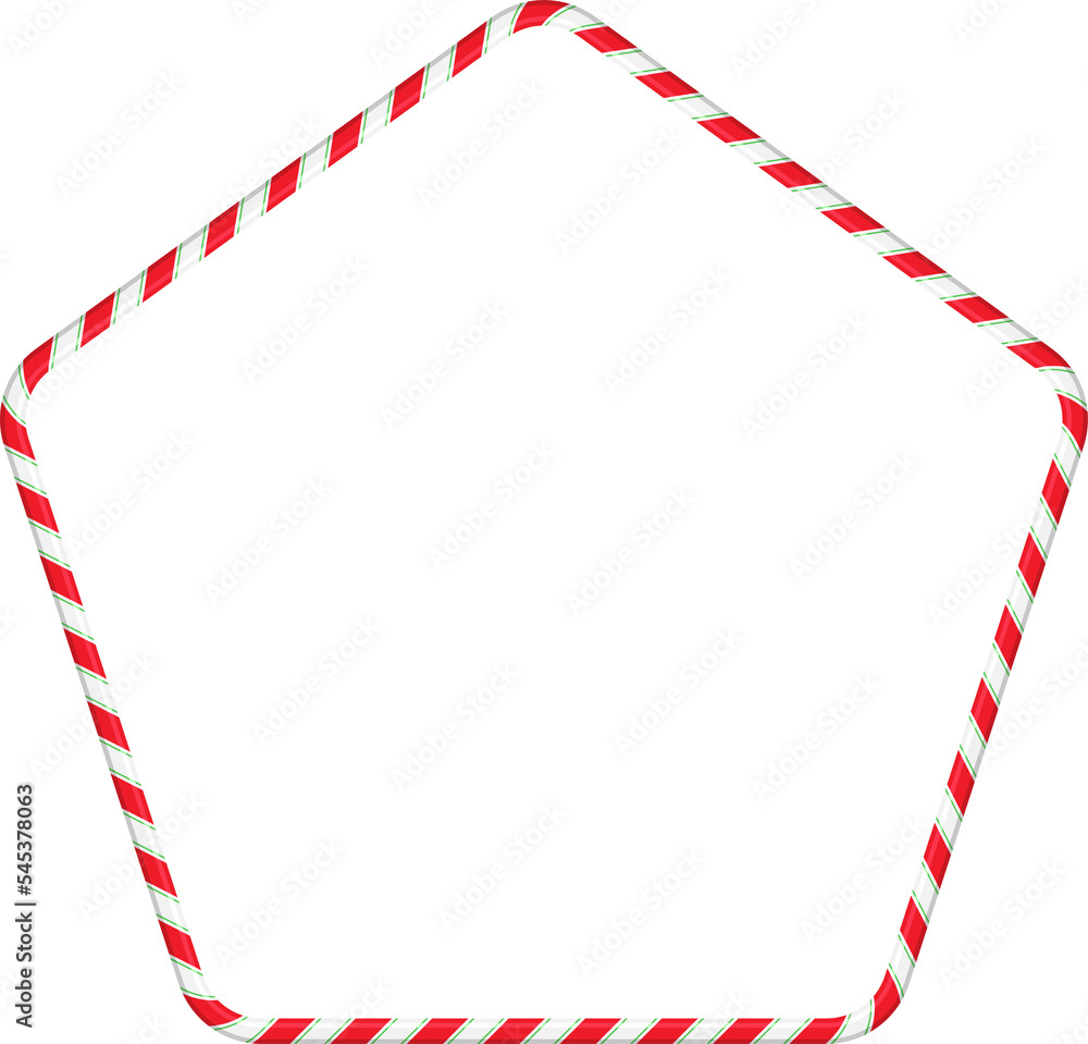Fototapeta premium Christmas red, green, white striped candy cane frame border isolated on transparent background, clip art, PNG illustration for new year design.
