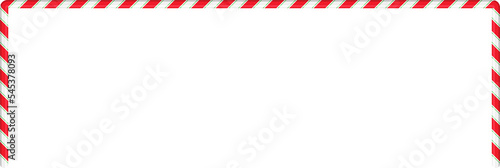 Christmas red, green, white striped candy cane half frame border isolated on transparent background, cut out ,clip art, PNG illustration for new year design.