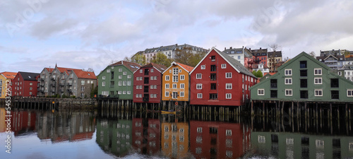 Typical colorful wooden buildings, Trondheim, Norway