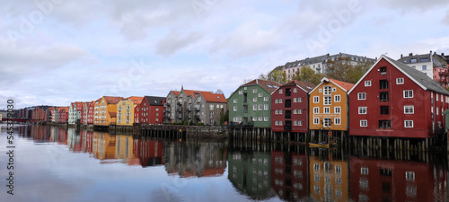 Typical colorful wooden buildings, Trondheim, Norway