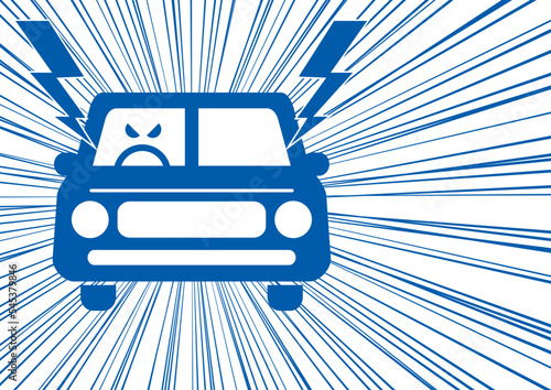 あおり運転で暴走する車のイラスト。