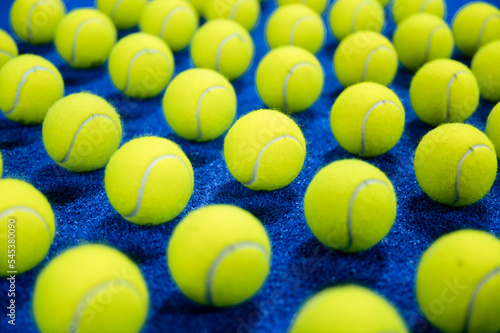 Combination of padel balls on the court © German