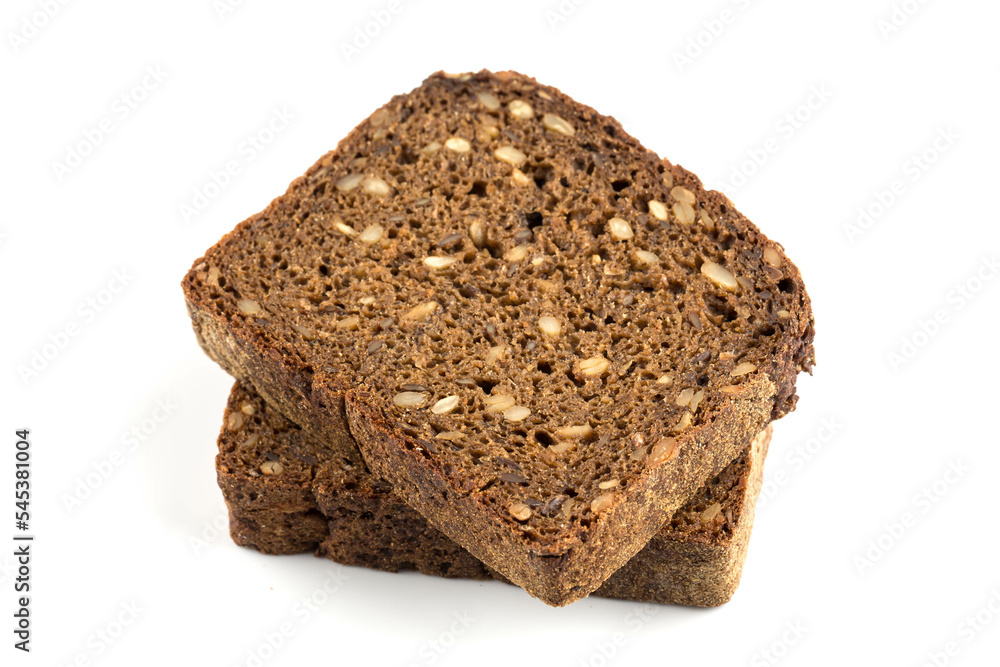 Rye bread slices isolated on white background Rye bread slices isolated on white background