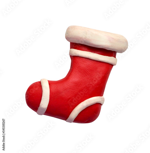 Red Christmas sock. Made from plasticine.