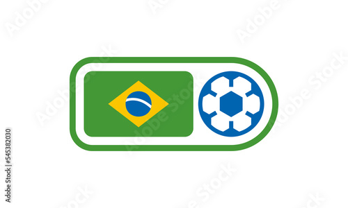 Football championship banner. Flag of Brazil. Vector illustration of soccer ball with national flag