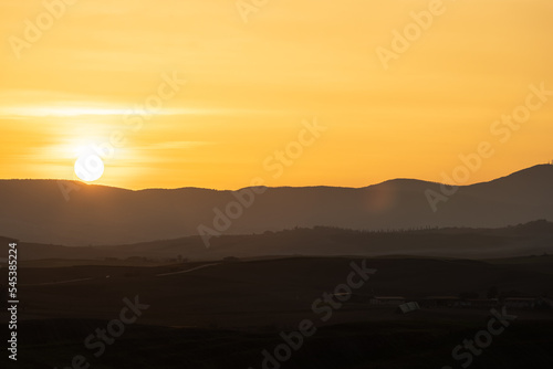 Scenic view of the landscape in Tuscany, Italy.