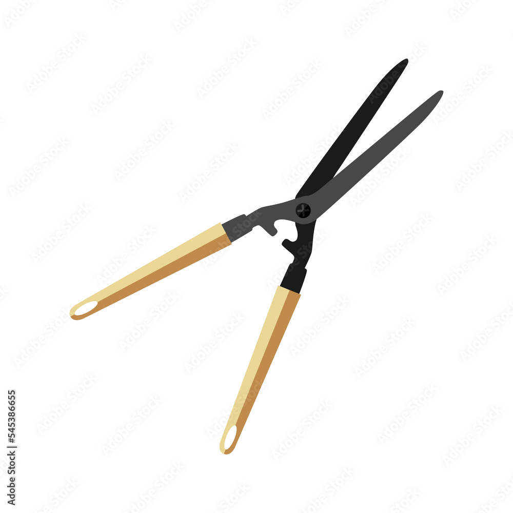 Pruner. A color icon of a garden tool. Scissors for gardening, pruning trees and cutting bushes. Vector illustration isolated on a white background for design and web. Pruner. A color icon of a garden tool. Scissors for gardening, pruning trees and cutting bushes. Vector illustration isolated on a white background for design and web.
