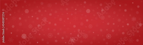 Horizontal background with snowflakes and snowfall. Abstract red  background. Christmas backdrop. Winter Christmas and New Year background. Vector illustration.