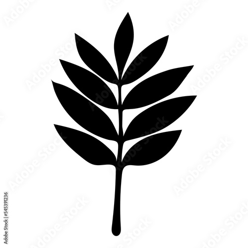 Silhouette of a leaf isolated on a white background. Vector illustration.