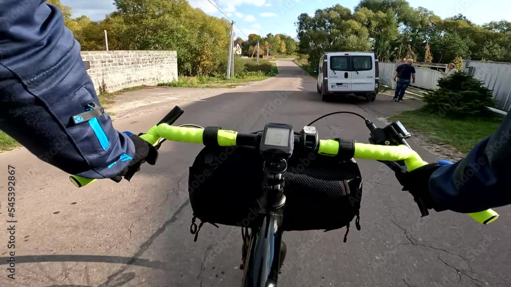 Gravel bicycle ride on the road in the autumn season Gravel bicycle ride on the road in the autumn season