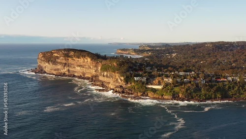 Careel head to whale beach Little head in wide aerial panorama as 4k.
 photo