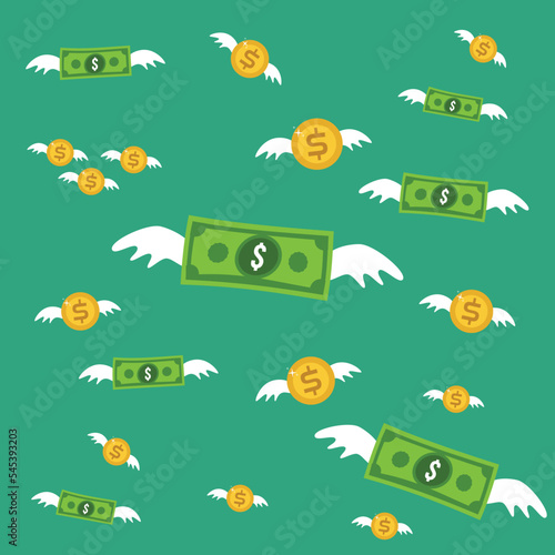 flying money bag, vector, bag
