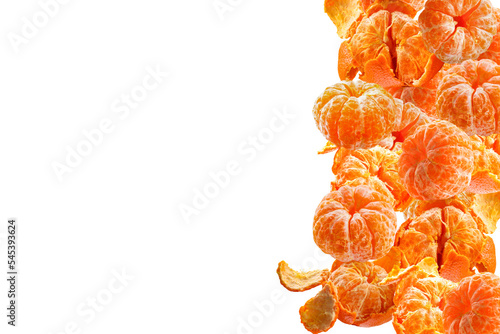 A lot of tangerines on a transparent background. Healthy food. Fruits.