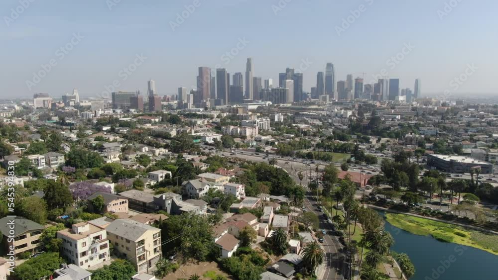Los Angeles Downtown Echo Park Aerial Shot R Los Angeles Downtown Echo Park Aerial Shot R