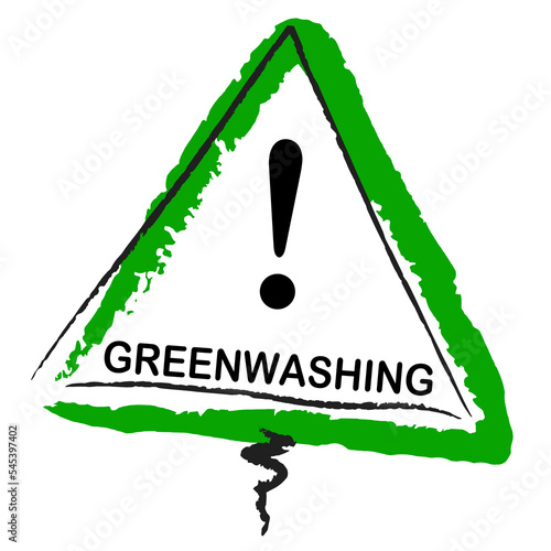 Greenwashing und grünes Warnschild    Hintergrund transparent