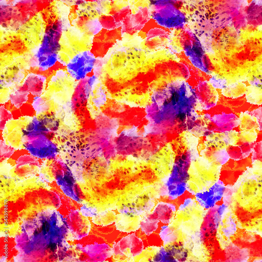 Watercolor abstract seamless pattern. Creative texture with bright abstract hand drawn elements. Abstract colorful print.	