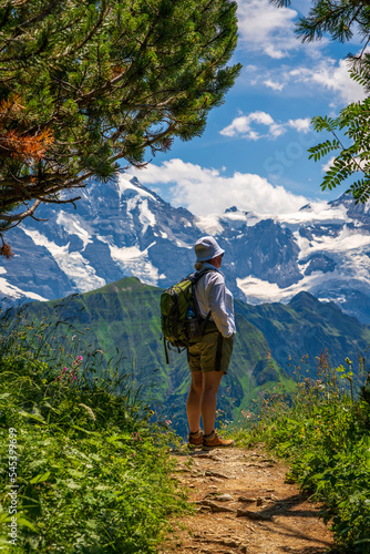Backpacker in the Swiss mountains. © Bernhard