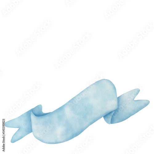 blue ribbon watercolor painting banner illustration 