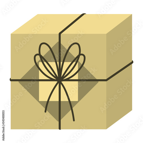 A gift box with postcards in olive color. Gift package. Christmas gift. Vector illustration of a Christmas gift.