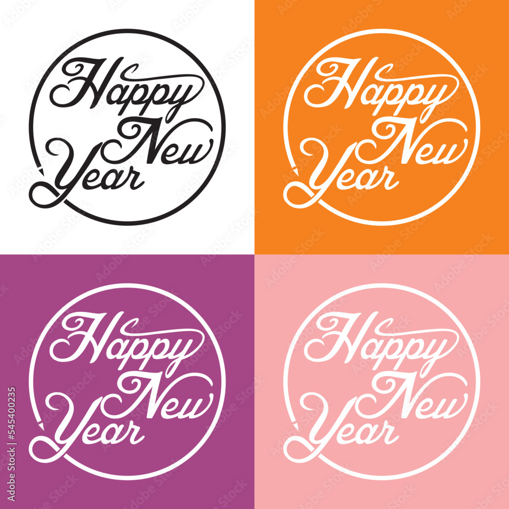 Greeting card happy new year simple typography Greeting card happy new year simple typography