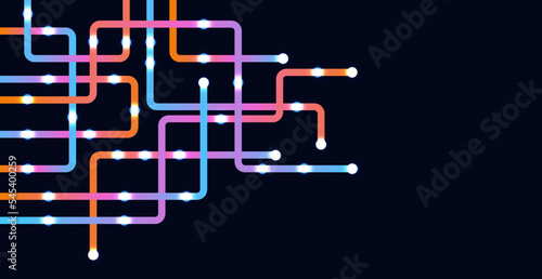Circuit connect lines and dots. Network technology and Connection concept. Decentralized network nodes connections