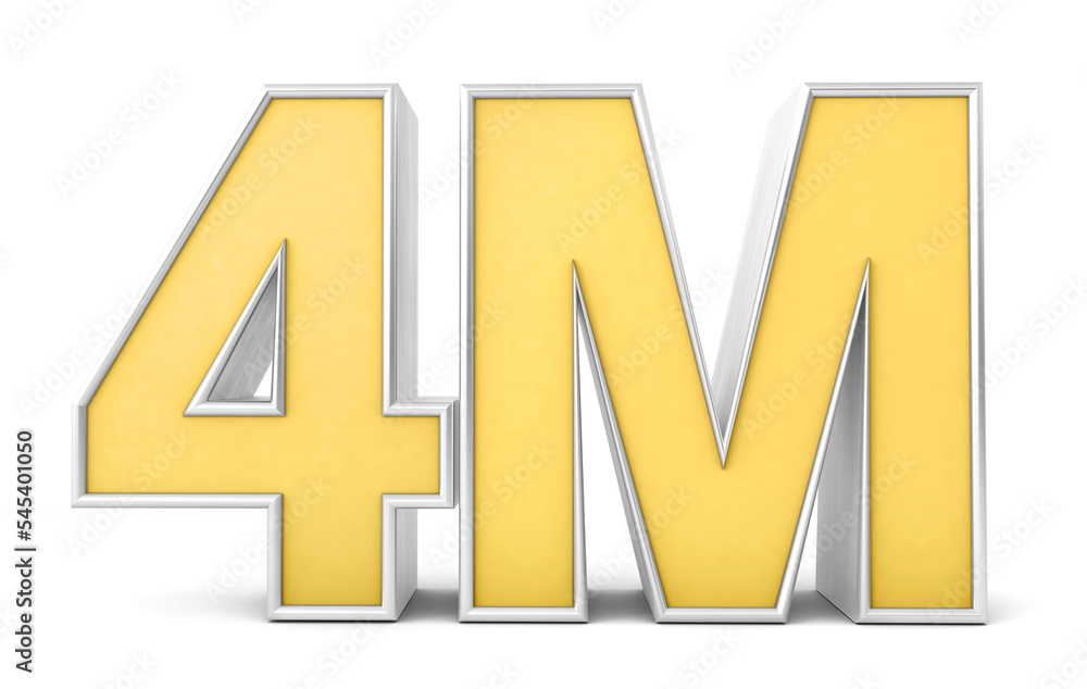 4M 3d. 4 million Views. 4 million followers isolated on white background. 3D rendering 4M 3d. 4 million Views. 4 million followers isolated on white background. 3D rendering