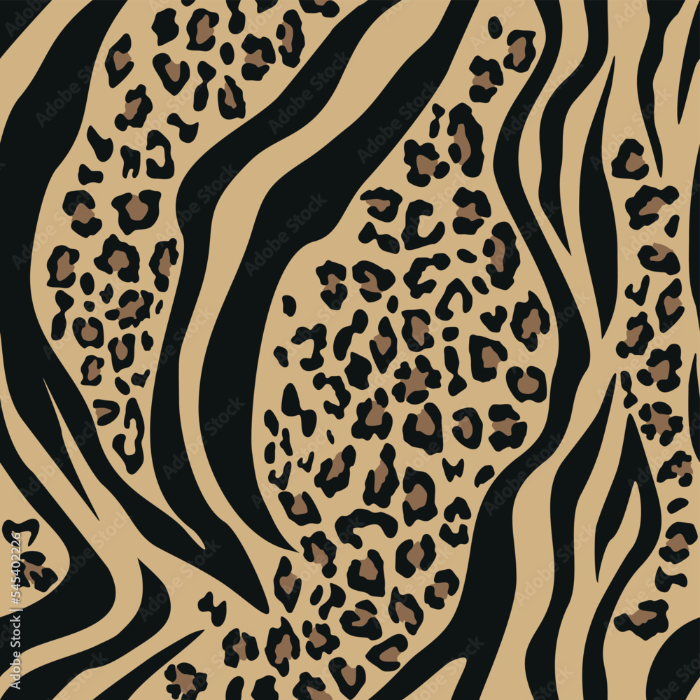 Abstract zebra and leopard motif in shades of brown