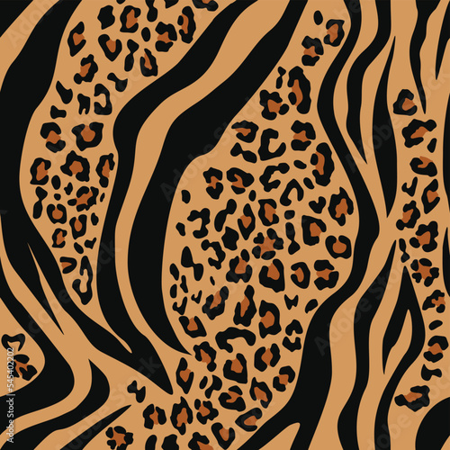mix animal print zebra leopard seamless vector pattern for print clothes, fabric, paper