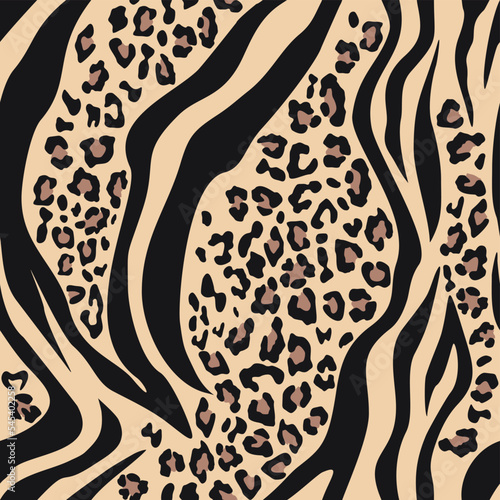  Animal pattern leopard zebra vector seamless print, trendy mix background for print clothes, paper, fabric