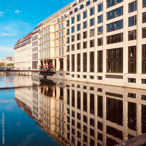 View of a building reflecting in a river