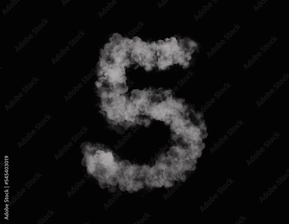 realistic smoke 5 number spreading on dark background