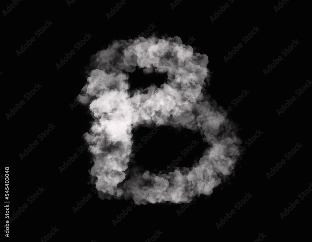 realistic smoke B alphabet spreading on dark background