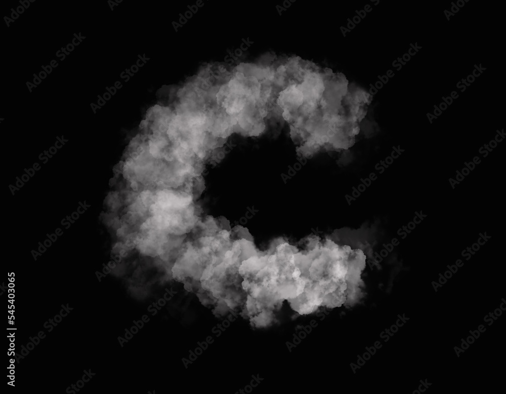 realistic smoke C alphabet spreading on dark background realistic smoke C alphabet spreading on dark background