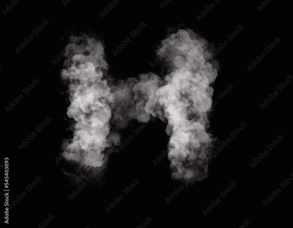realistic smoke H alphabet spreading on dark background