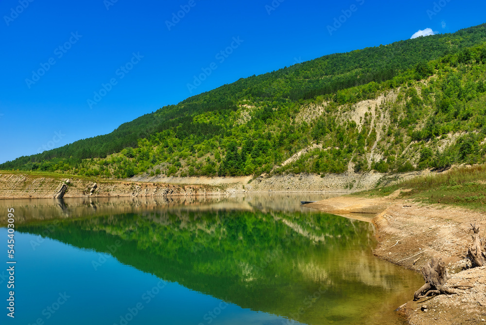 Amazing view of curvy, meandering Zavoj lake on Old Mountain, Serbia. Zavojsko Lake near Pirot Amazing view of curvy, meandering Zavoj lake on Old Mountain, Serbia. Zavojsko Lake near Pirot