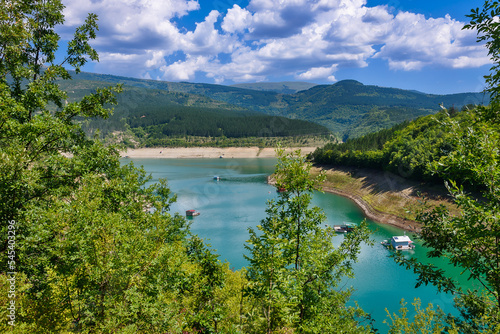 Amazing view of curvy, meandering Zavoj lake on Old Mountain, Serbia. Zavojsko Lake near Pirot photo