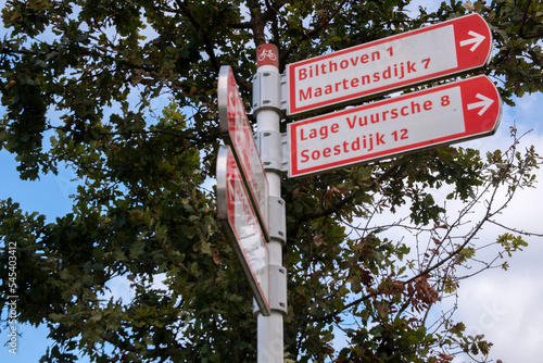 Close Up Of Direction Signs At Bilthoven The Netherlands 25-9-2020 photo
