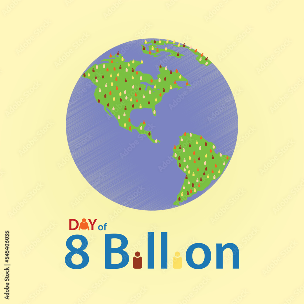 Day of 8 billion concept illustration. Vector, illustration.