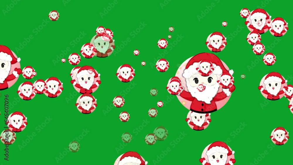 Animated illustration floating up Santa Claus isolated on a green background. 4k Animated illustration floating up Santa Claus isolated on a green background. 4k