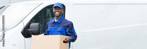 Delivery Man With Cardboard Box