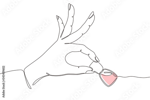 One line nail polish woman s hand vector