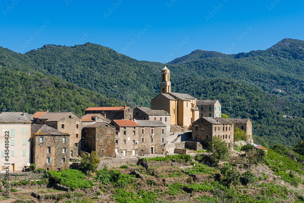 Pietricaggio, a dreamy hilltop village nestled in the mountains of Castagniccia, Corsica, France