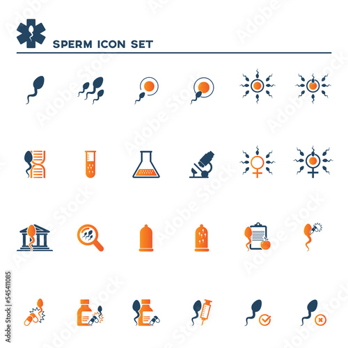 Sperm and male fertility icon set	