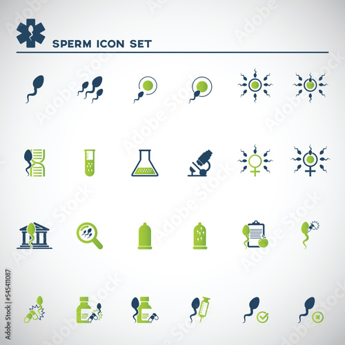 Sperm and male fertility icon set	