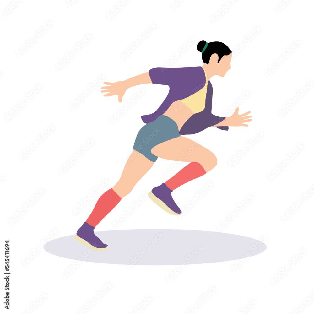 Women running jogging workout flat people character
