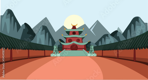 Empty ancient Chinese temple amphitheater