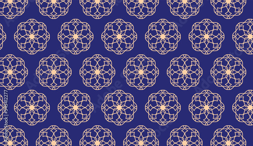 abstract luxury elegant peach and royal blue floral seamless pattern