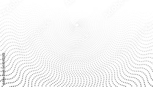 Abstract gray halftone dots background. Future wavy gray line pattern isolated on white background. Minimal halftone design template. Vector, 2023