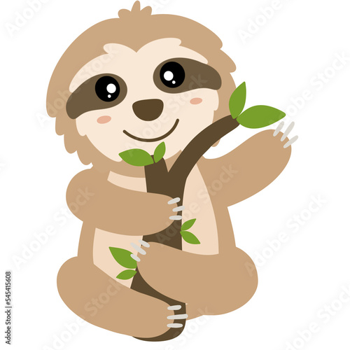 Cute Sloth Holding on Branch 